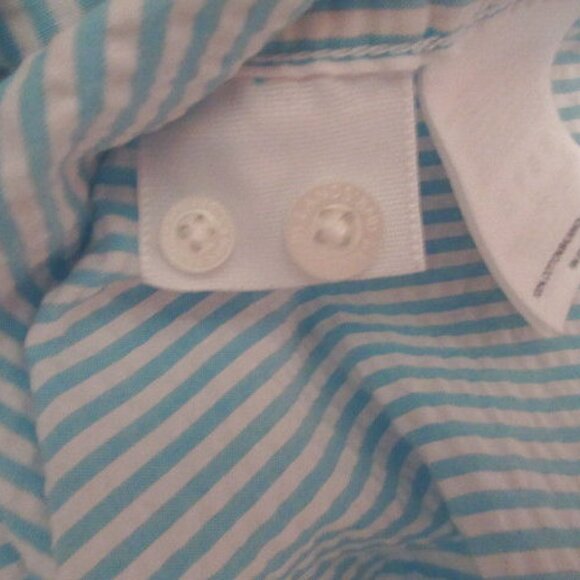 Lands End Seersucker Button Down Shirt Men Size XLT Traditional Fit Short Sleeve - Picture 11 of 11
